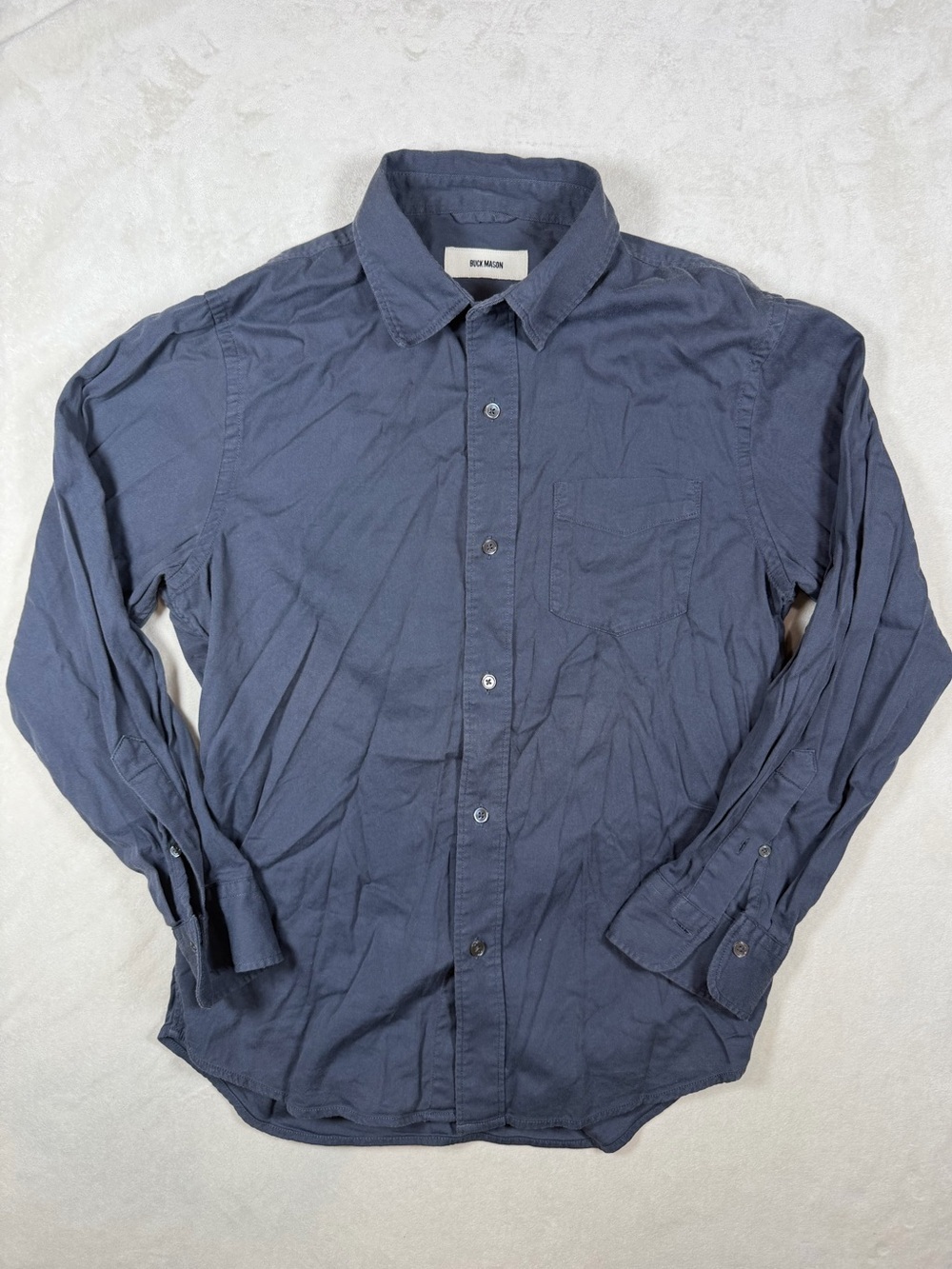 Buck Mason Medium Navy Twill Blue Long-Sleeve Button-Down Shirt Classic